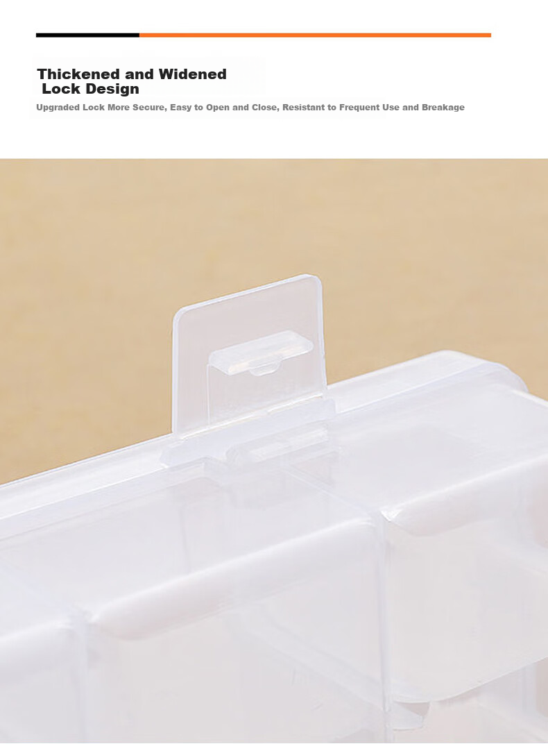 Chaoji Jia Pin Multi-Compartment Storage Box, Transparent with Lid, Divided Plastic Container for Screws And Parts, Tool Organizer, Sorting Box, 15 Compartments 10