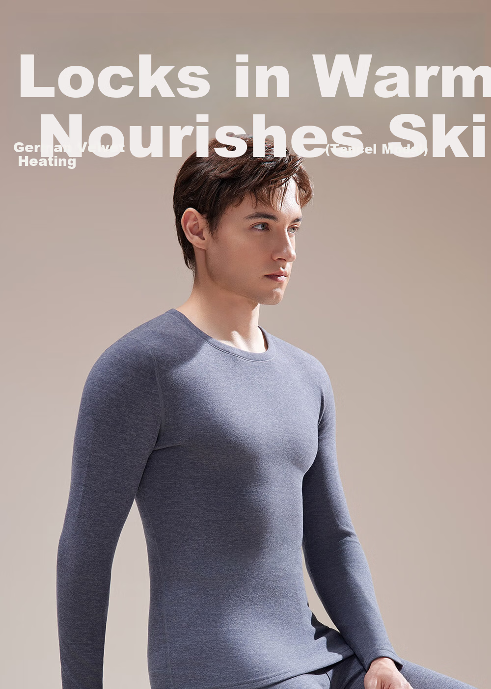 Urban Beauty [Tencel Modal] Thermal Underwear Set for Men Autumn Long Johns and Shirt, German Velvet Heat-Generating, Fleece-Lined, Thickened Autumn Winter New Arrival 1