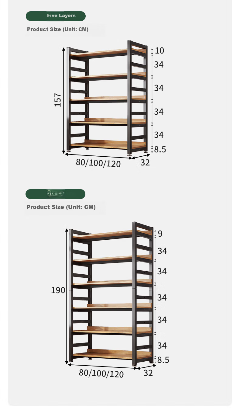 MSFE Steel Bookshelf Storage Rack Floor-standing Wall-mounted Multi-layer Display Shelf Six-tier 80*32*190cm 35