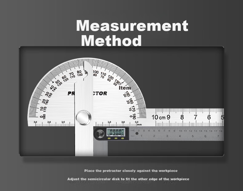 SYNTEK Angle Ruler, High-Precision Protractor, Industrial Angle Ruler, Movable Stainless Steel, Multifunctional Carpenter's Ruler, 120*200mm 9