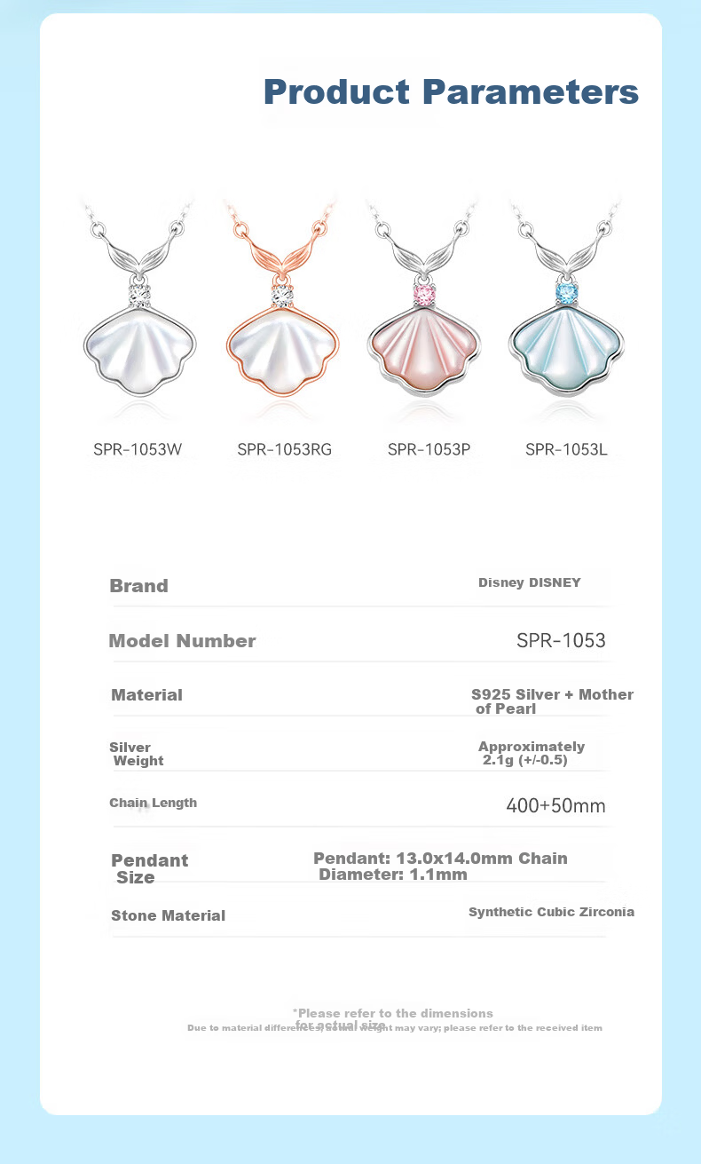 Disney Mermaid Series Shell Necklace 925 Silver Clavicle Chain Luxury Niche Birthday Gift for Women 38 Goddess Festival Gift for Girlfriend 10