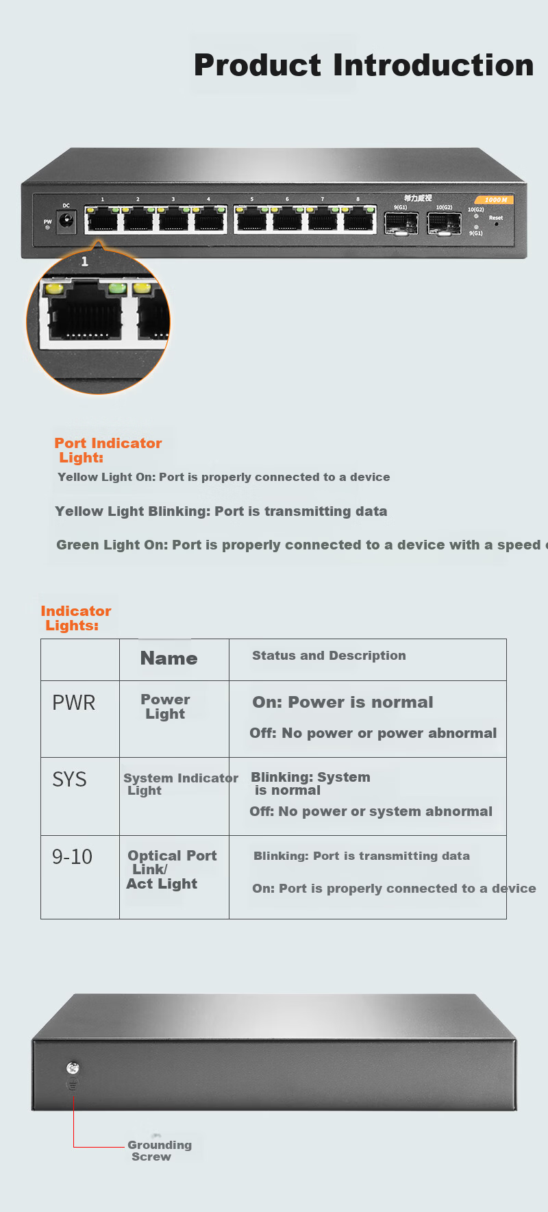 Xilivision 8-Port Gigabit Ethernet + 2-Port Gigabit Optical Light Managed Switch VLAN Aggregation Rate Limiting Mirroring Surveillance Networking Splitter SR-SG2210F-L 5