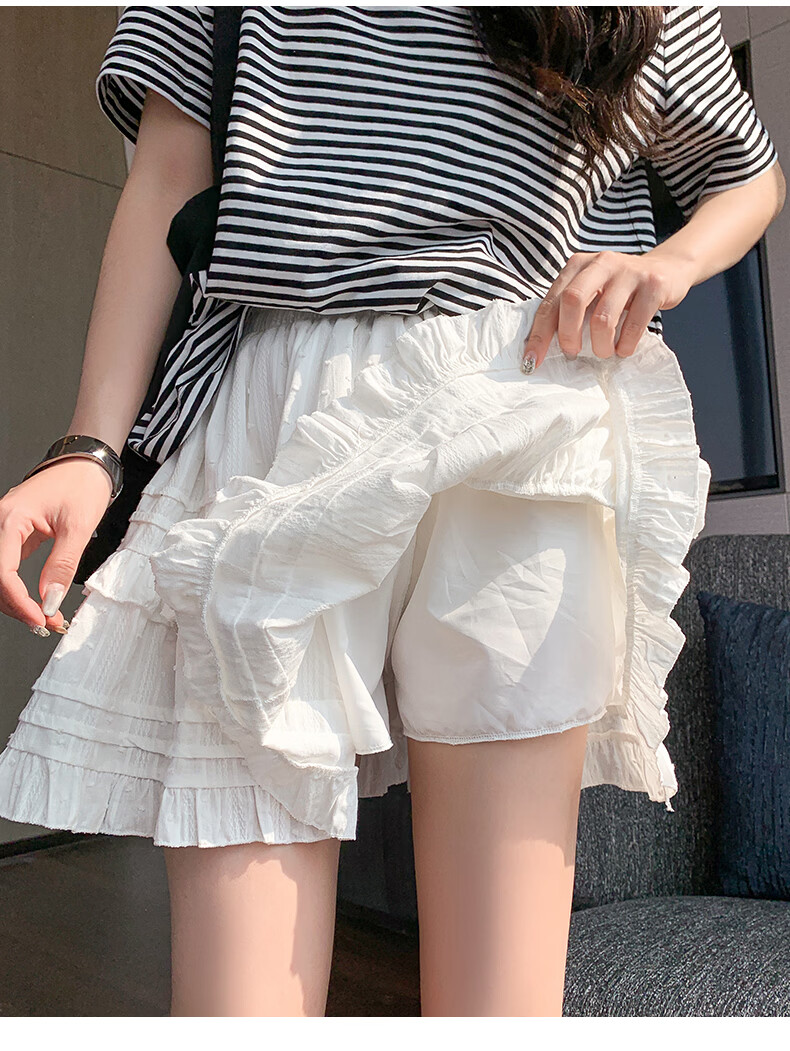 Langsha White Short Skirt for Women Spring Summer Slim Fit Patchwork Cute Anti-Exposure Ballet Style A-Line Puffy Cake Skirt 9