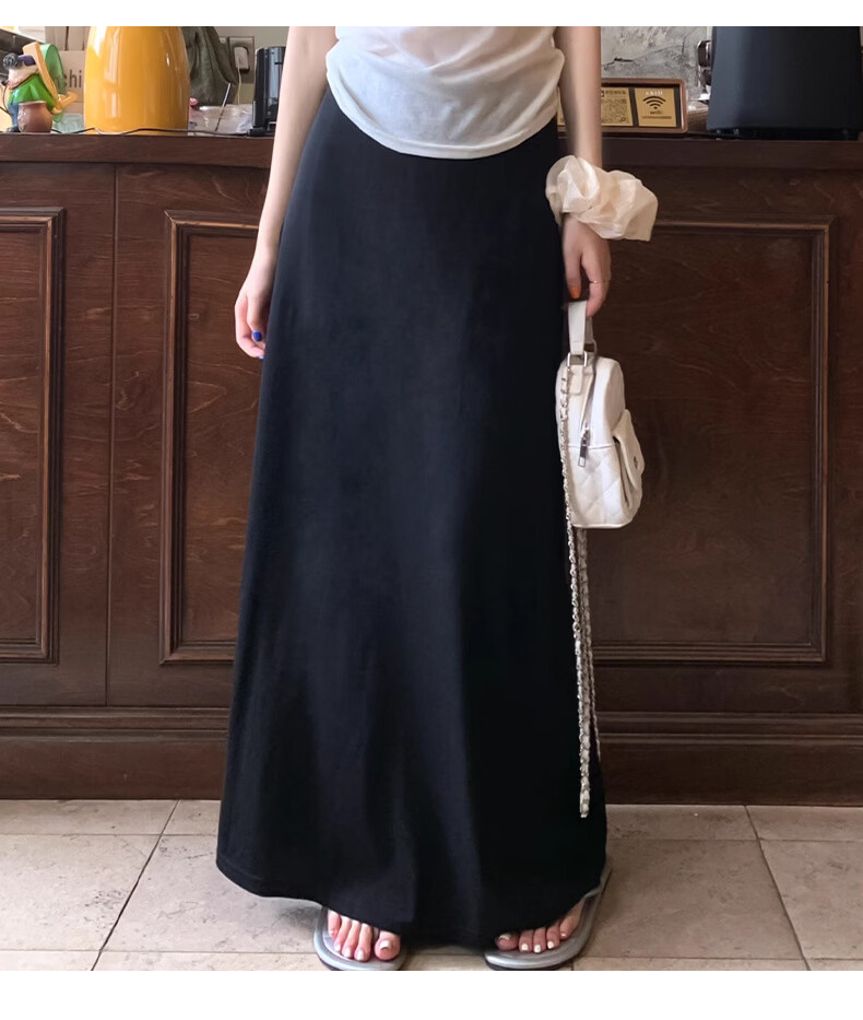 Langsha Women's Summer New Elastic High-Waist Elegant Long Mermaid Skirt Slim Fit A-Line Pencil Skirt 19