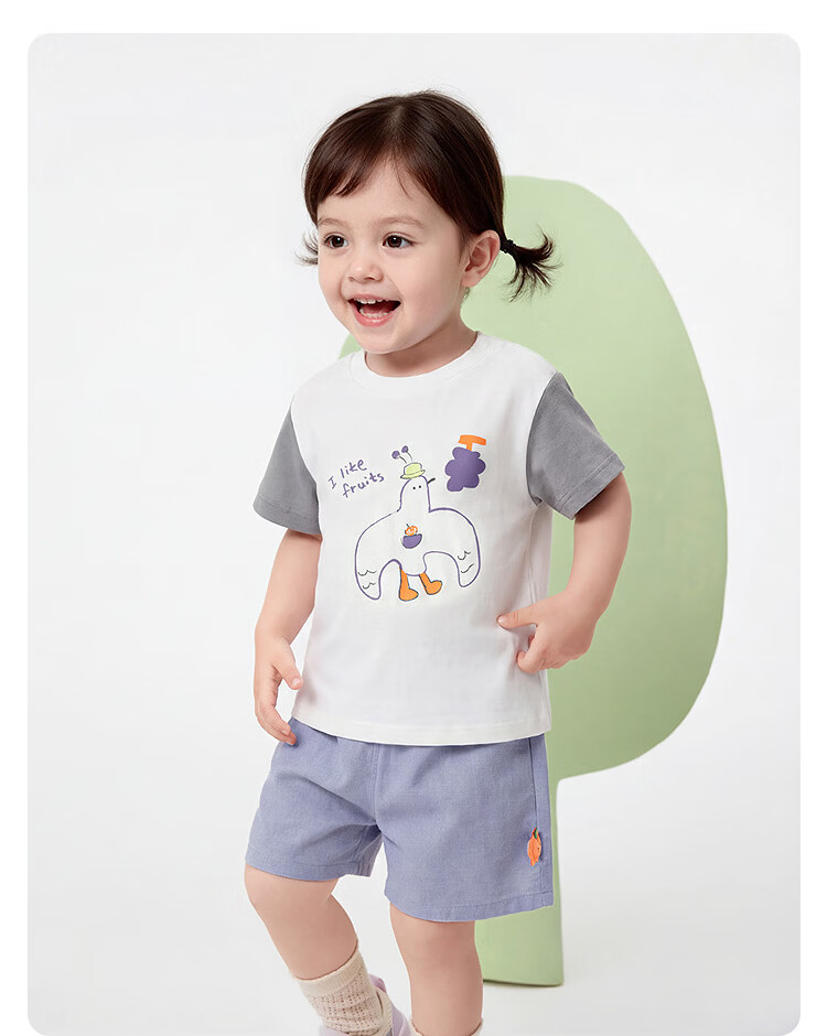 Balabala Baby Short Sleeve Set Infant Summer Outfit 2026 New Boys Girls T-Shirt Pants Cute Fashion 13