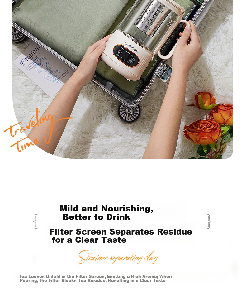 LOCK&LOCK Glass Health Pot Temperature Control Portable Electric Kettle Desktop Electric Stew Cup Office Heating Kettle EJK3495GRN 7