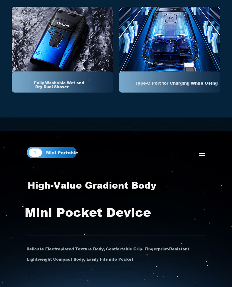Qiman Whitening Hair Clipper Bald Head Shaving Device Electric Hair Trimmer Razor Reciprocating Shaver Self-Service Barber Shop Salon Professional Oil Head Fade Electric Hair Clipper QM6500 Gradient B 6