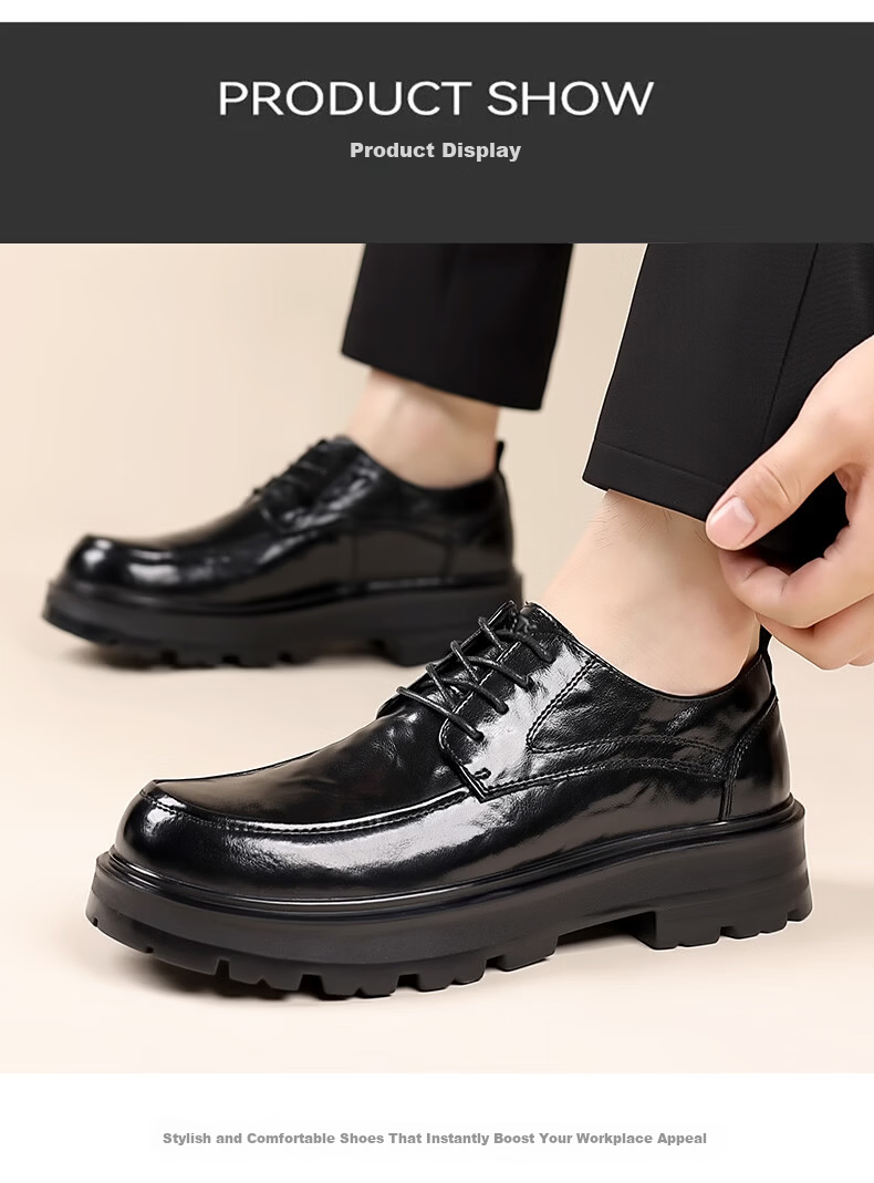 Bull Family [Zhang Ruoyun Edition] Men's Spring Autumn New Casual Versatile Business Formal Leather Shoes Thick Sole Derby Shoes 7