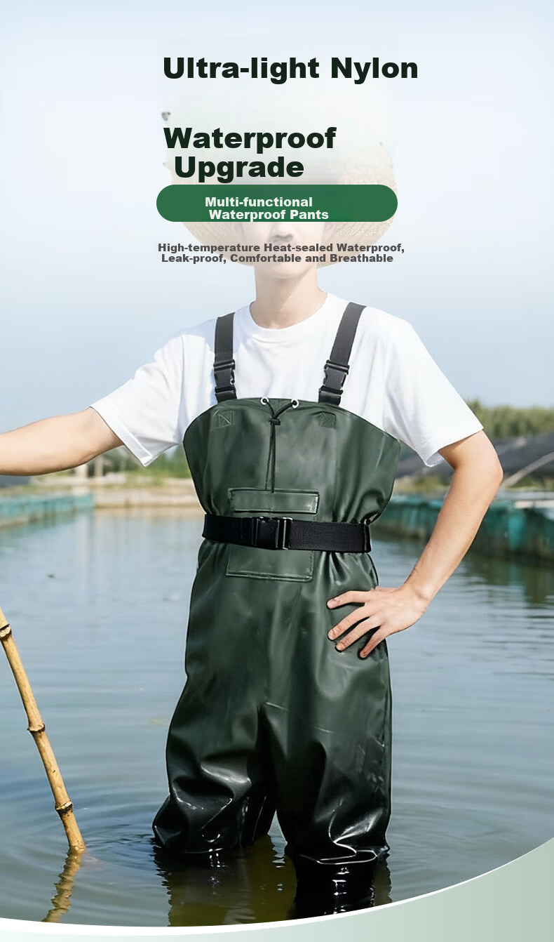 BOLOLANZHI Thickened Waterproof Overalls Rain Pants Water Shoes Full-body Waterproof Bib Pants Half-body Waders Customizable 13