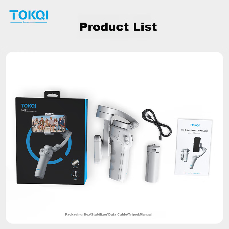 Tuoqi M01 Smartphone Gimbal Stabilizer Professional 3-Axis Anti-Shake All-Scenario Tracking Live Streaming Vlog Tool Smart Handheld Gimbal AI Tracking Eight Modes Standard Edition