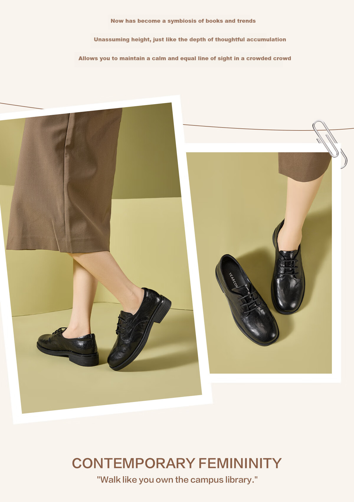 Eierkang Women's Vintage British Style Lace-up Loafers Low Heel Commuting Deep Mouth Flats 13300W Black Size 35 6