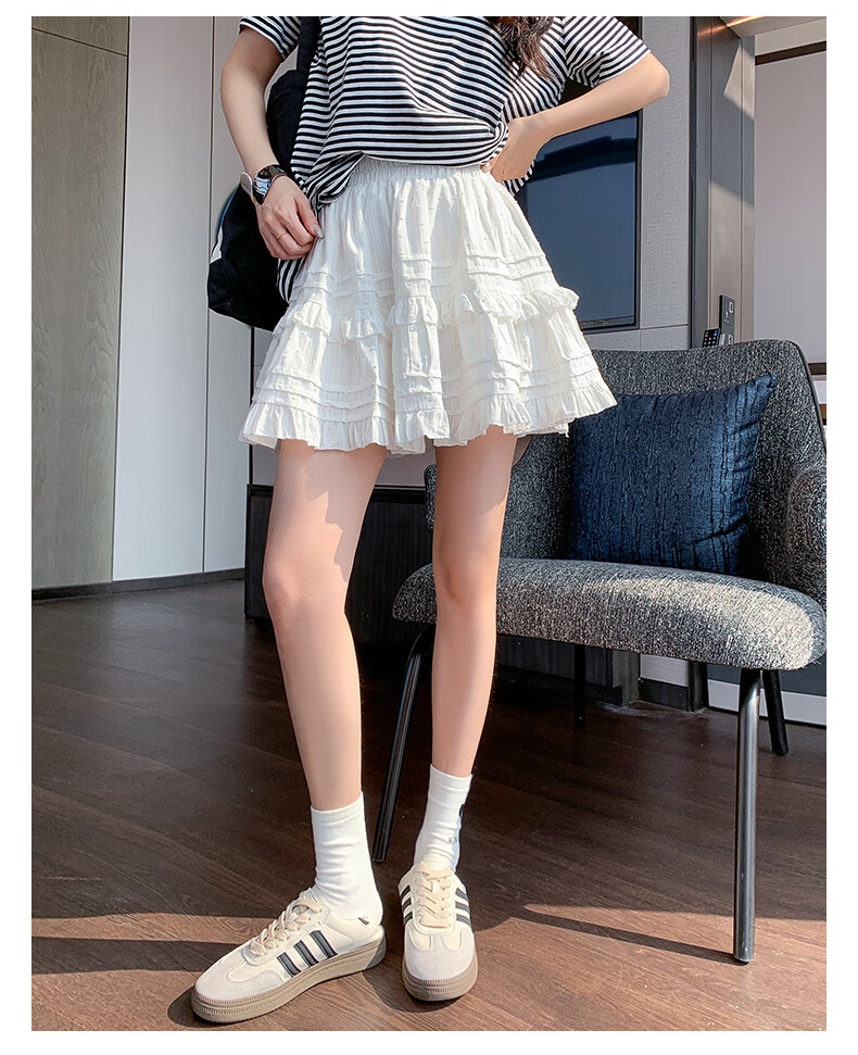 Langsha White Short Skirt for Women Spring Summer Slim Fit Patchwork Cute Anti-Exposure Ballet Style A-Line Puffy Cake Skirt 16