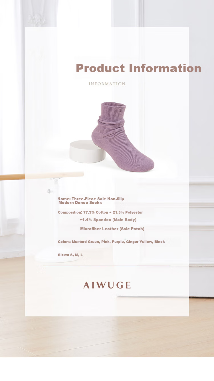 Aiwu Ge Modern Dance Socks Non-Slip Children's Classical Dance Socks with Sole Women's Chinese Dance Practice Socks Avocado Green - 1 Pair 4