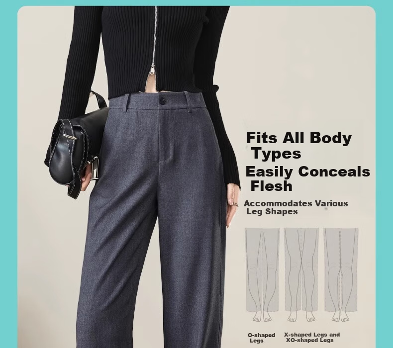 Langsha Women's Straight-Leg TR Twill Suit Pants High-Waist Draped Trousers Narrow and Wide-Leg Casual Pants Spring Autumn Workwear 10