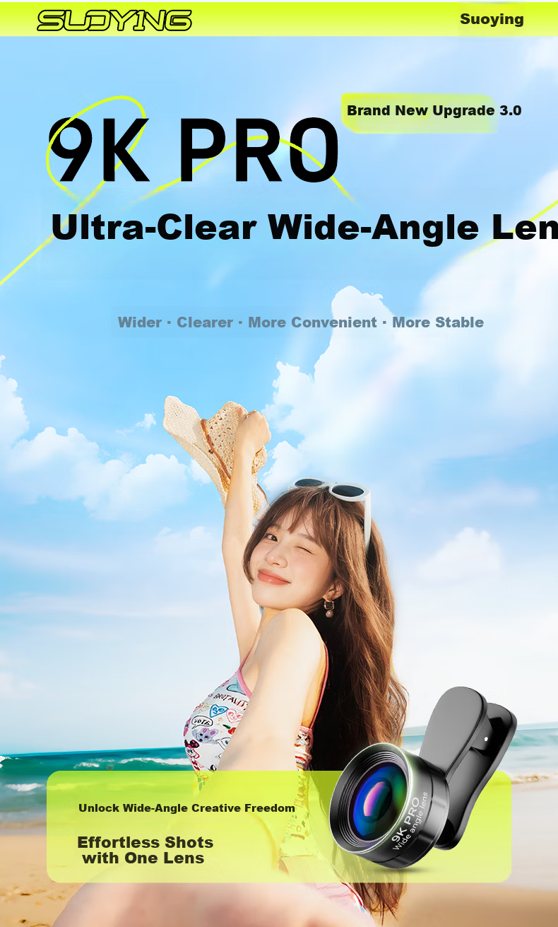 Suoying [Hot Sale 200K+] Wide-Angle Lens Mobile Phone External Camera Dedicated for Live Streaming Universal 9K HD Video Shooting Professional External DSLR-Level Lens 4