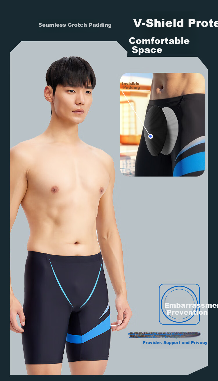 Keep Men's Fashion Patchwork Lycra Knee-Length Swim Trunks Black L 4
