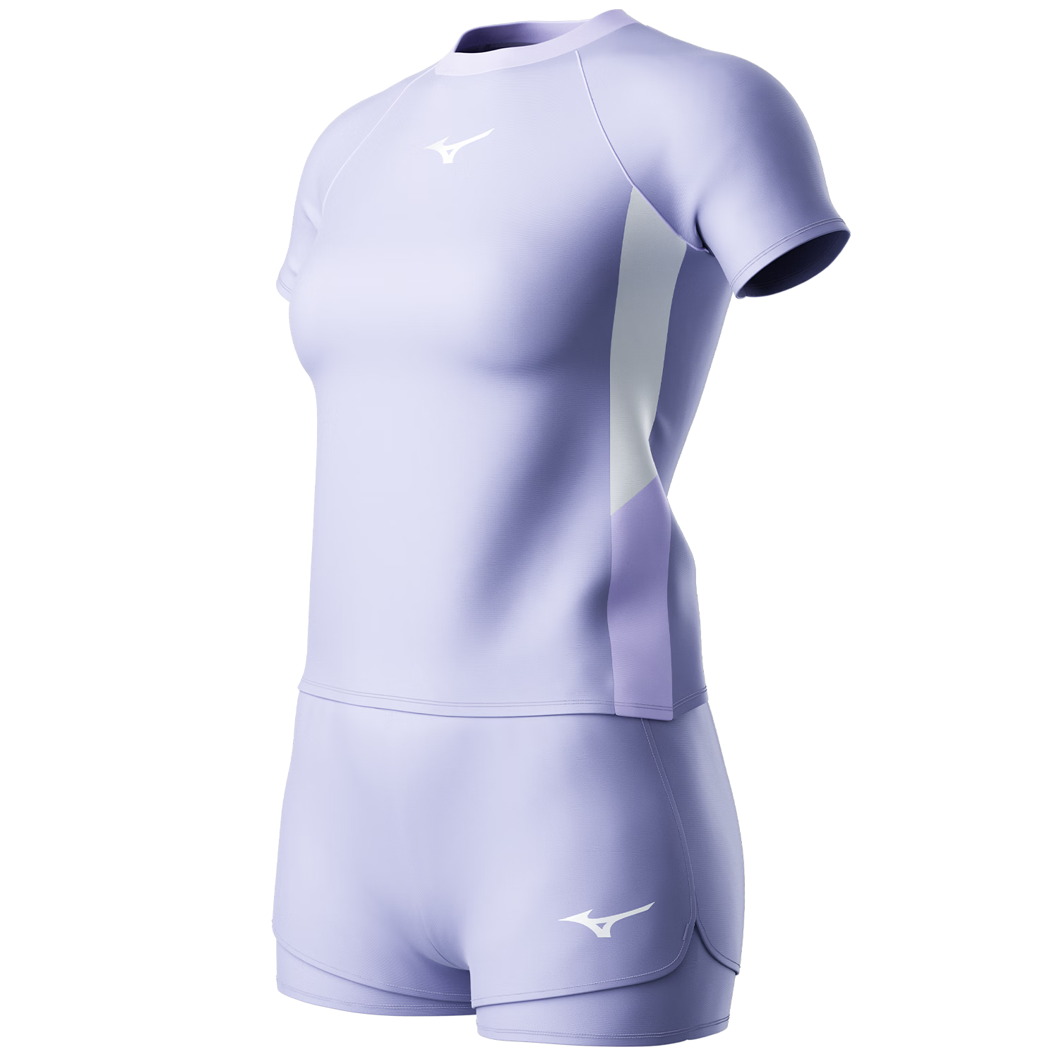 MIZUNO Women's Two-Piece Sun-Protective Short Sleeve and Shorts Swimsuit Slimming Quick-Dry Sports Swimwear GC310 Gray XL