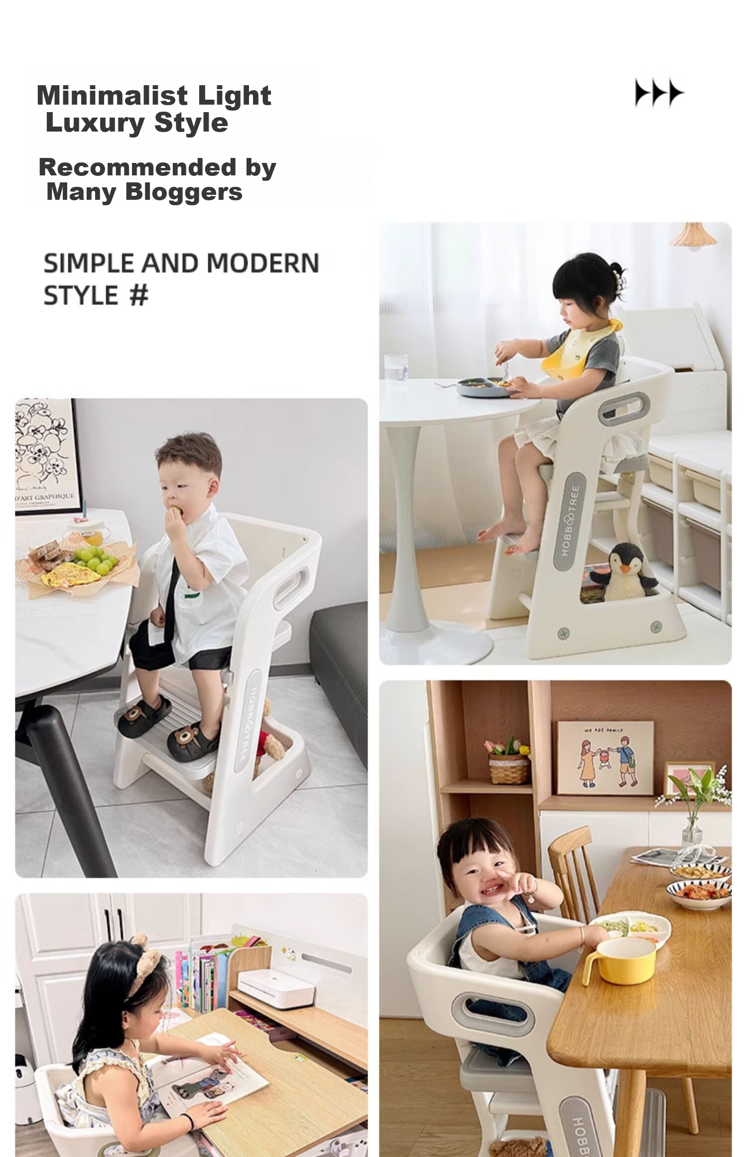 Hobby Tree Children's Learning Chair Multifunctional Foldable Portable Dining Chair Gray 23
