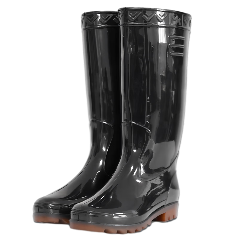 SHENGLI High-Cut Waterproof Rain Boots Outdoor Non-Slip Durable Rubber Shoes Black Size 45, 1 Pair