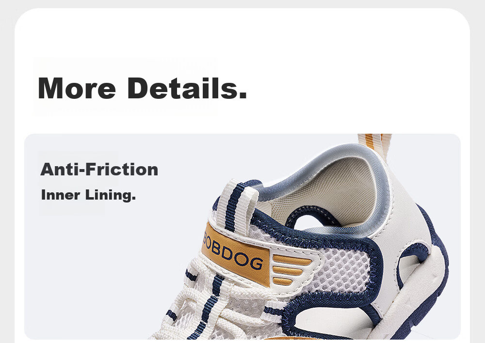 BOBDOG Kids Summer Breathable Boys Sandals Non-slip Baby Walking Shoes Hollow Out Children's Beach Sandals White Black Size 29 19
