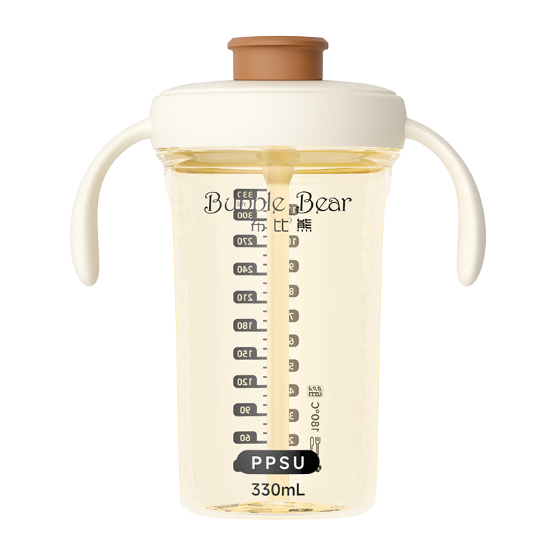 Bubble Bear PPSU Flip Straw Cup Anti-Drop Leak-Proof Drinking Bottle Baby Training Cup Direct Drinking Straw Cup