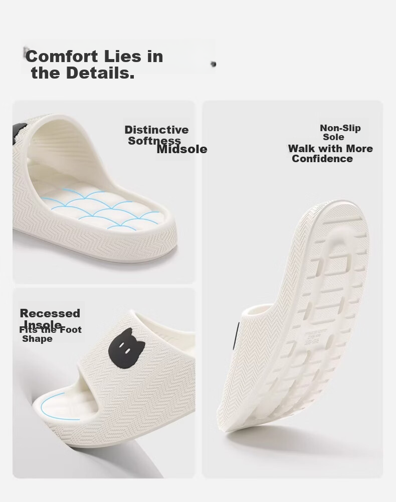Qiumuxi Women's Cute Couple Silent Thick Sole Non-slip EVA Soft Elastic Home Slippers Mist Gray Size 44-45 9