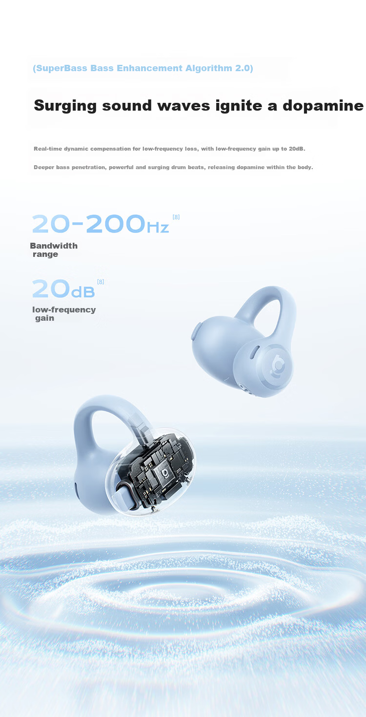 Baseus BC1 Lite 2026 Latest Bluetooth Ear Clip Open-Ear Sports Headset Long Battery Life Ear-Hanging Starry Blue 9