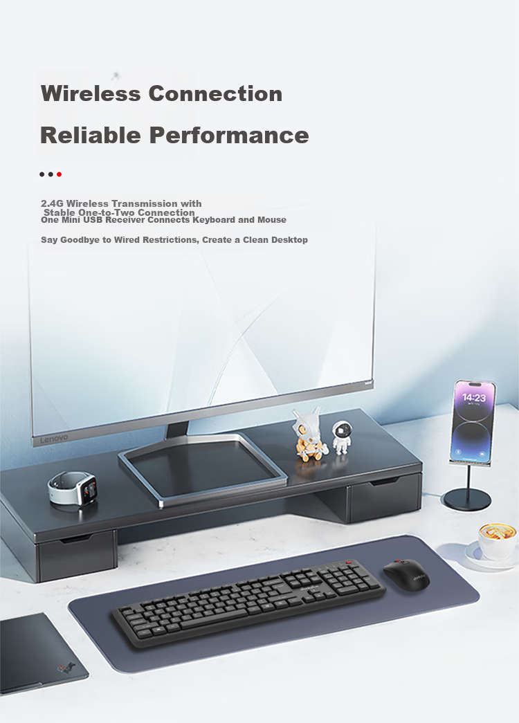 ThinkPlus Wireless Keyboard And Mouse Combo, Full-Size Keyboard, Classic Think Red Dot, Business Office, KM125 Pro 11