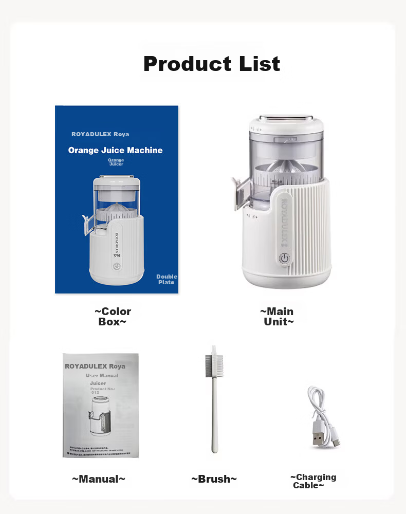 Loya Juicer Pulp Separation Fully Automatic Small Household Juicer Electric Orange Juicer Portable Wireless No-Filter Press Juicer White (Double Screw Press) 23