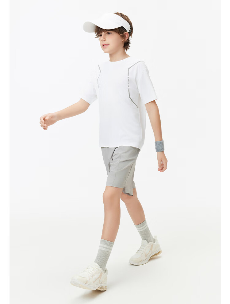 Navigare Quick-Dry Sun-Protective Kids T-Shirt Short Sleeve Summer Boys Girls Cool Lightweight Running Sports Off-White 150 27