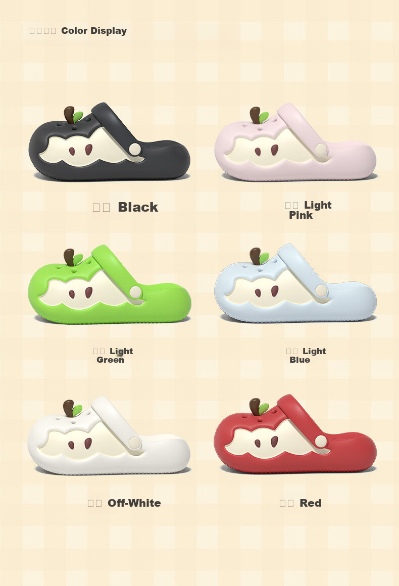 Chedoir Red Apple Women's Summer Outdoor Cute Non-Slip Breathable EVA Thick Sole Beach Open-Toe Slippers 11