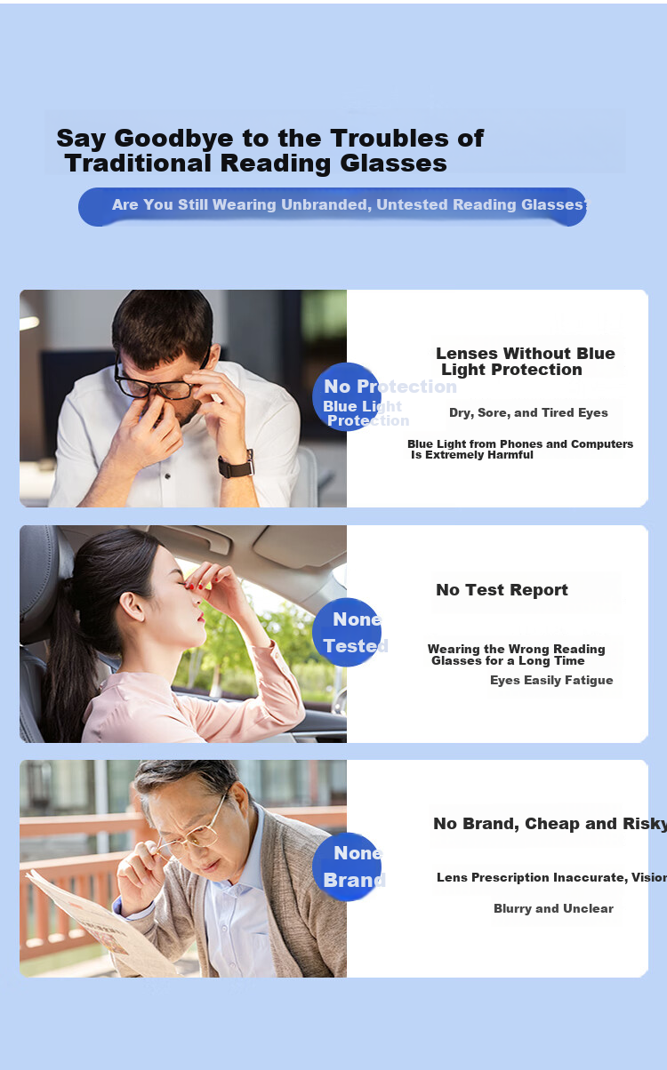 Mr. Pu Blue Light Blocking Reading Glasses for Men and Women, High Definition, Comfortable, Authentic, +100 Diopters (Recommended for Ages 40-49) 11