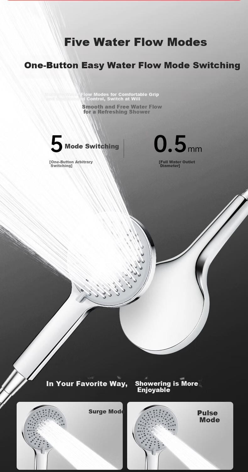 HOMK German Shower Head High-Pressure Handheld Shower Head Bathroom Shower Sprayer 5