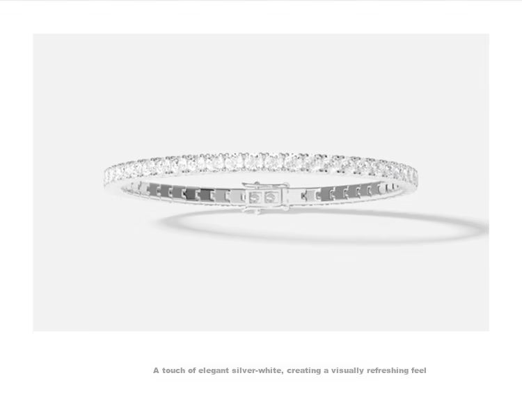 APM Monaco Micro Pave Zirconia Bracelet Minimalist Tennis Bracelet Silver White XS 4