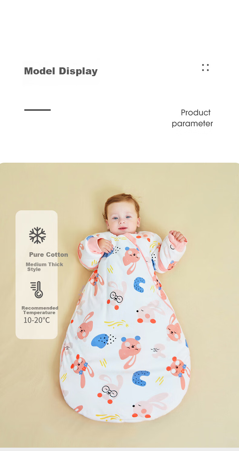 Dr. Rainbow Baby Sleeping Bag Summer Air-Conditioned Room Infant Sleep Sack Newborn Toddler One-Piece Anti-Kick Quilt Breathable Gauze Pink 22