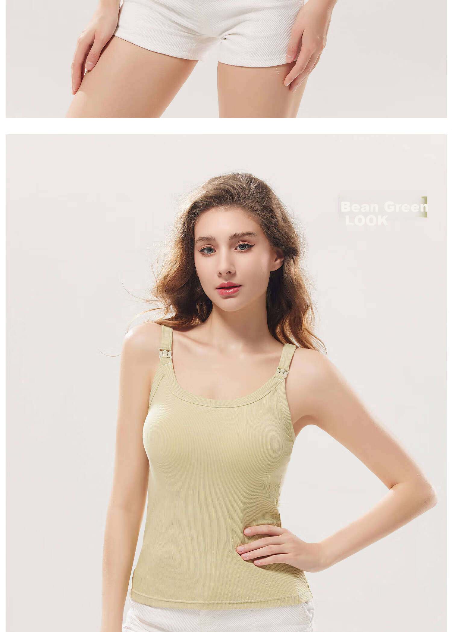 Shiduo Nursing Camisole Vest Maternity Innerwear with Chest Pads Anti-Sagging Postpartum Breastfeeding Base Layer 019 Bean Green XL 15