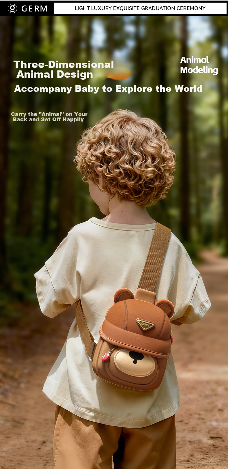 Germ Multifunctional Mini Kids Crossbody Bag Water-Resistant Lightweight Chest Bag Outdoor Travel Bubble Rabbit 3-10 Years 6