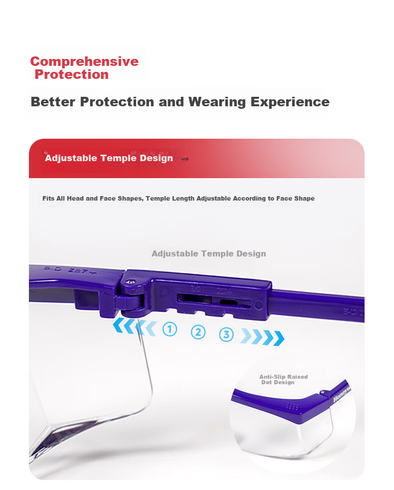 Honeywell 100100 S200A Safety Goggles Blue Transparent Lens Windproof Dustproof Anti-Fog Glasses 5