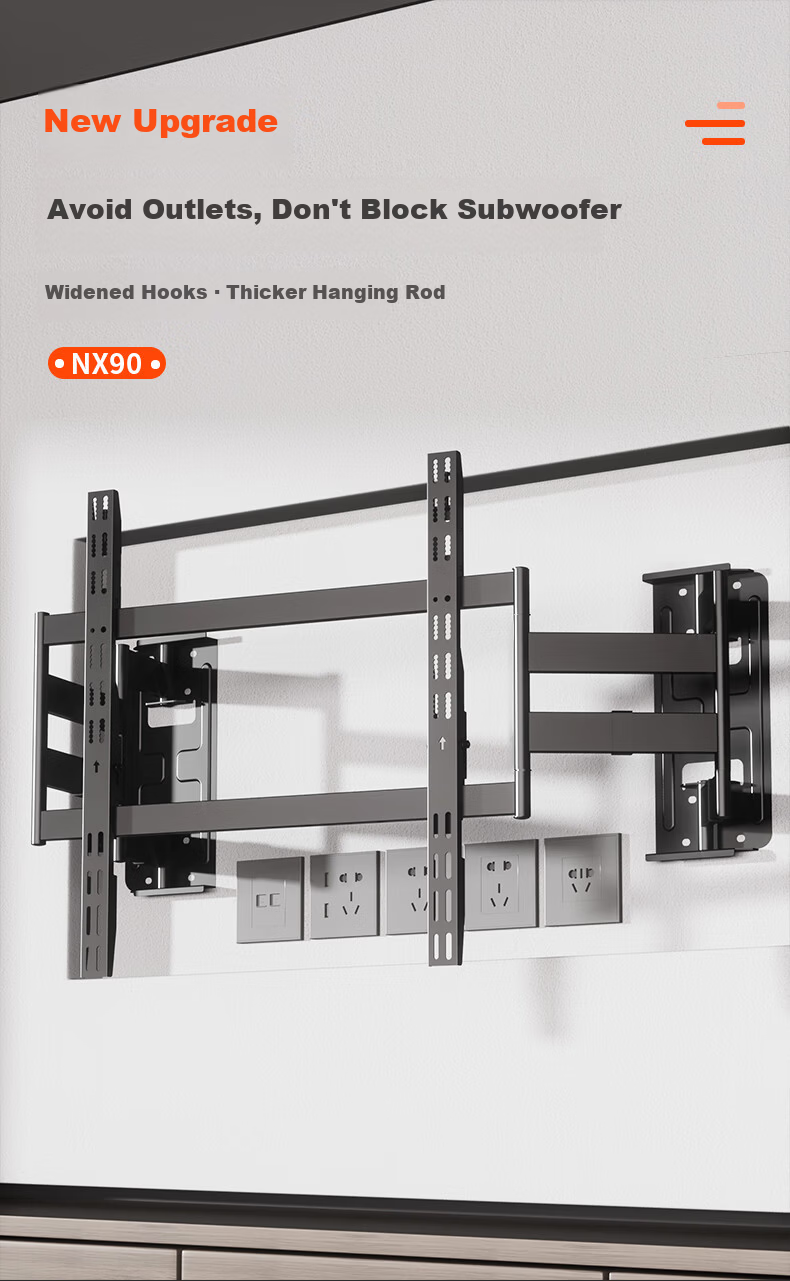 KALOCNX75 Ultra-Thin Embedded Dual-Arm Telescopic TV Wall Mount Bracket for 50-75 Inch Hisense Xiaomi Skyworth TCL TVs 1