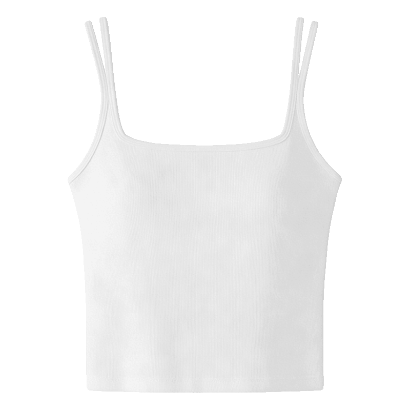 Urban Beauty Pure Cotton Double Strap Camisole Vest with Chest Pad, Sleeveless Slim Fit Backless Outerwear Top for Women