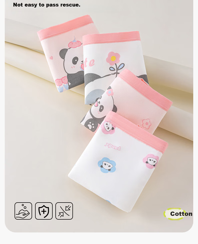 Hodo Kids Girls' Cotton Antibacterial Boxer Briefs Developmental Stage Pink Cute Panda 160 8