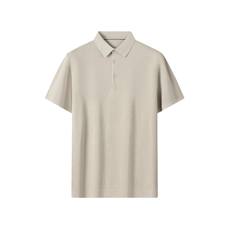 JD Jingzao Men's Premium Short Sleeve T-Shirt Silk Linen Cotton Polo Shirt Mulberry Silk Summer New Father's Day Gift Frost Apricot 2XL