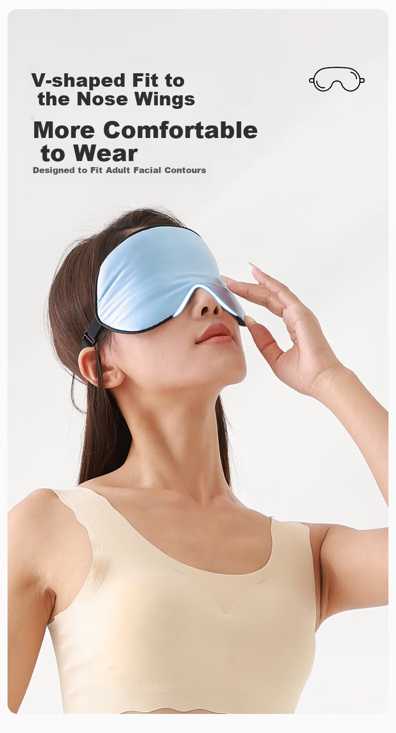 Beianshi Silk Eye Mask Sleep Light Blocking Breathable Unisex Mulberry Silk Double-Sided Eye Mask Black 6