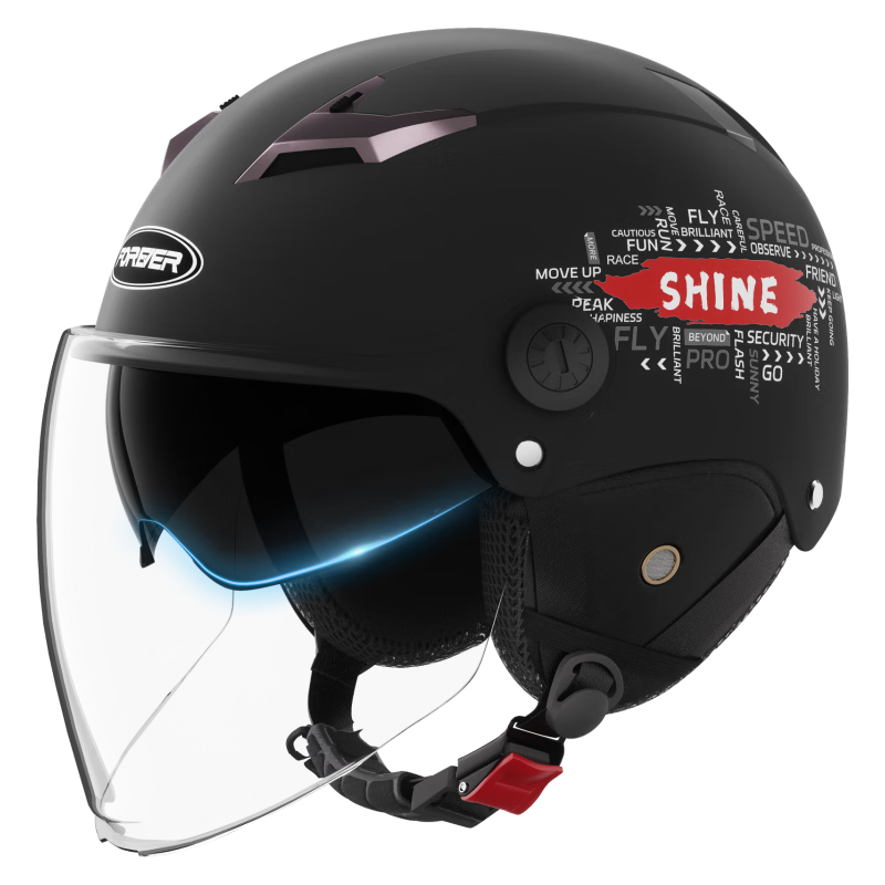 FOREVER Helmet, Electric Bicycle Summer Wear for Men And Women, Battery Motorcycle Riding, 3C Certified, New National Standard A-Class Half Helmet, All-Season Universal Safety Helmet 013, Detachable Ear Protection, Long Visor, Graffiti Matte Black