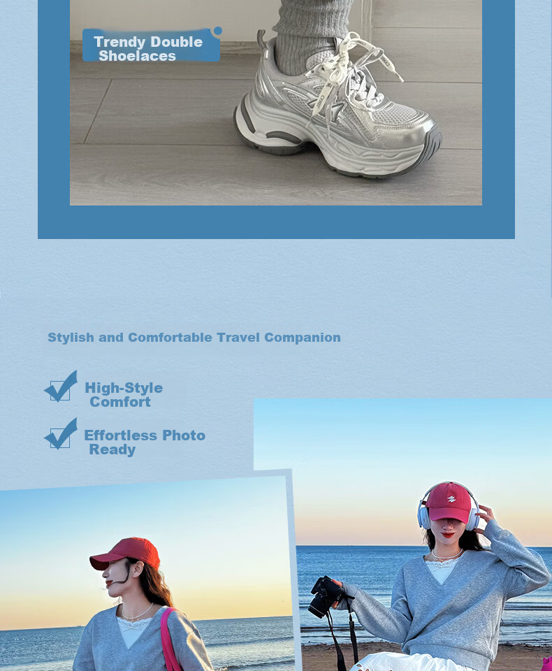 CAMEL Galaxy 3rd Generation Dad Shoes Women Colorblock Patchwork Height Increasing Outdoor Casual Shoes L26S283014 Beige/Silver/Green Size 35 6