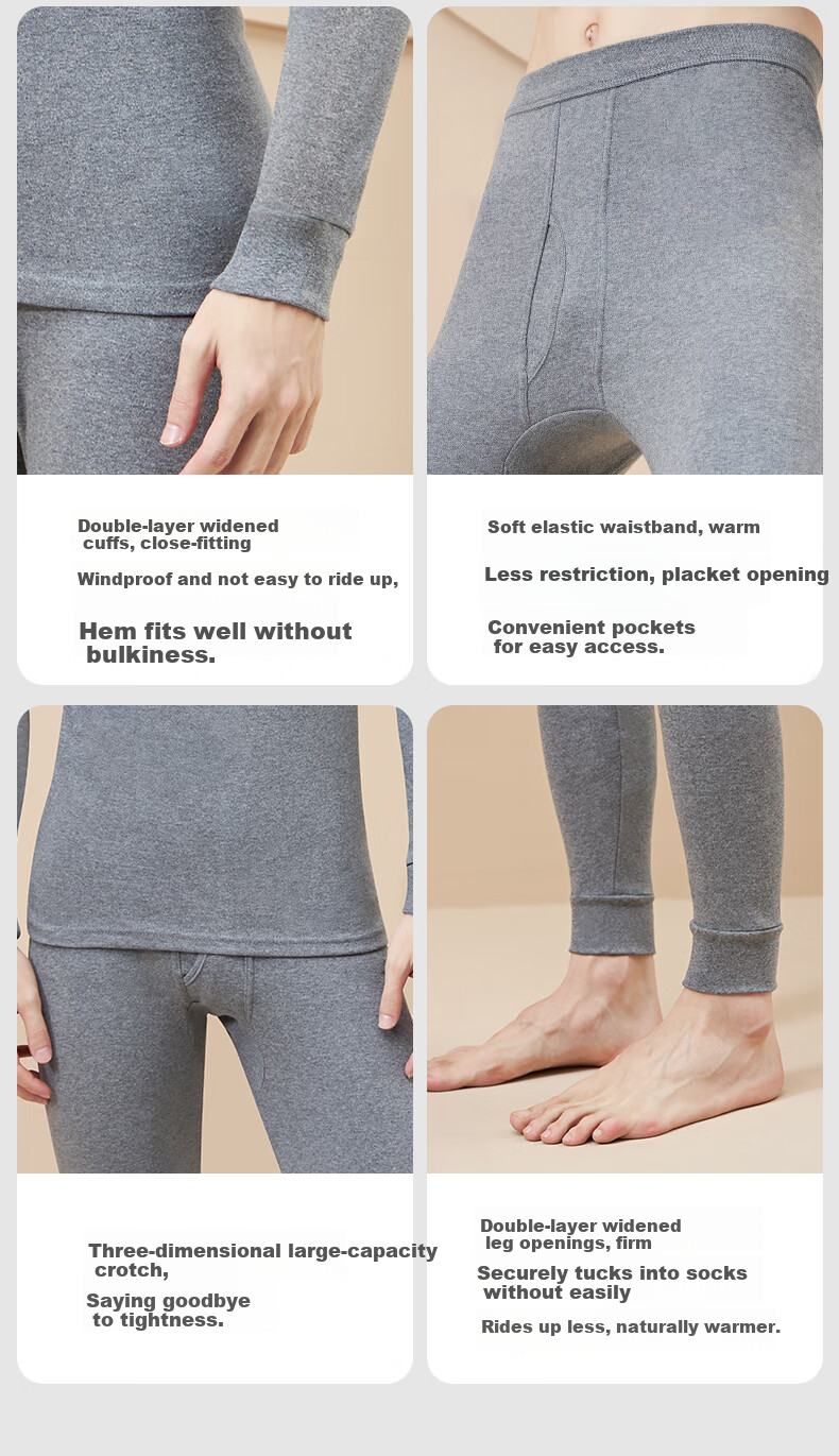 LangSha Men's Red Cotton Thermal Underwear Set for the Year of the Horse - Autumn Long Johns, New Year's Gift Set 12