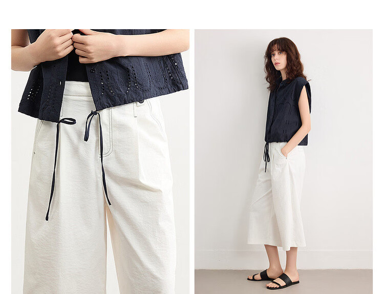 Demana [Light Workplace Style] Summer Simple Commuter Six-Point Straight Loose Versatile Petite Women's Casual Pants 9