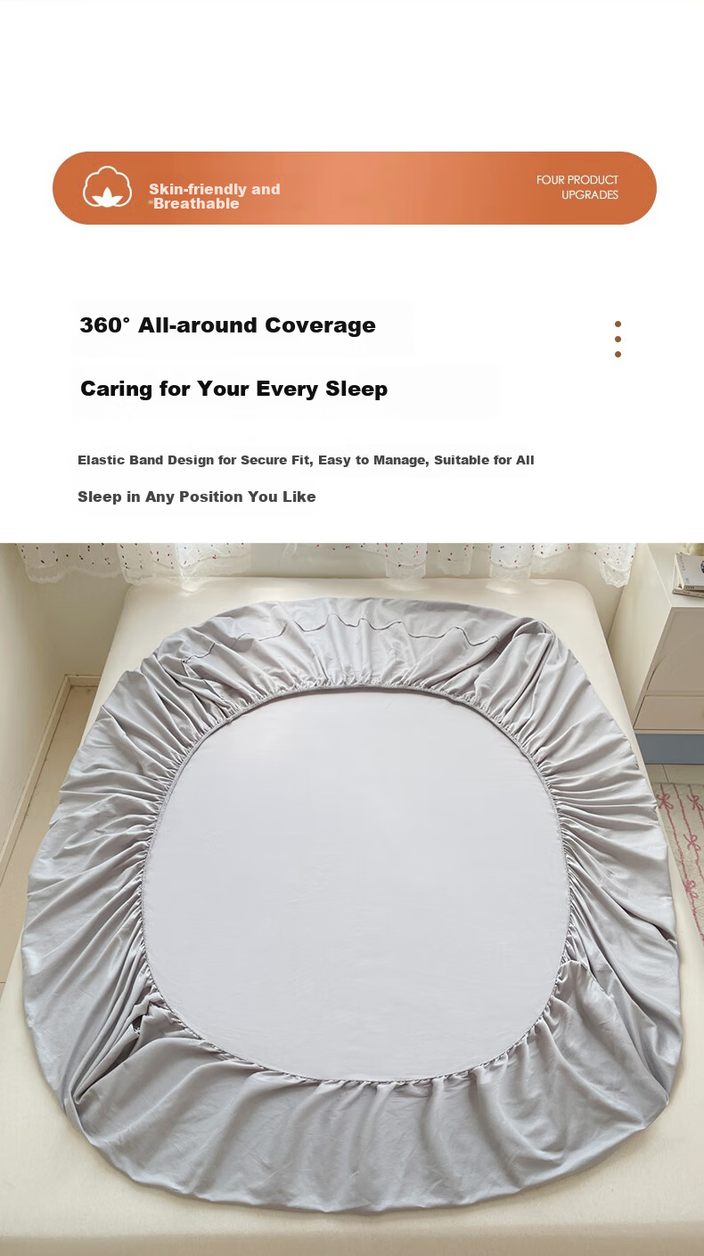 Miiow 100% Cotton Fitted Sheet Pure Cotton Mattress Protector Dustproof Cover 180x200cm 6