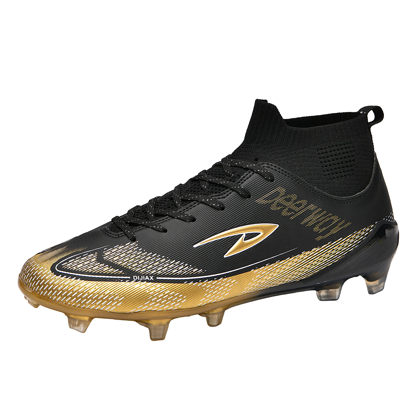 Delhui Men's Soccer Shoes AG Long Studs Non-Slip Youth Student TF Turf Training Shoes Black Gold AG Long Studs Size 38