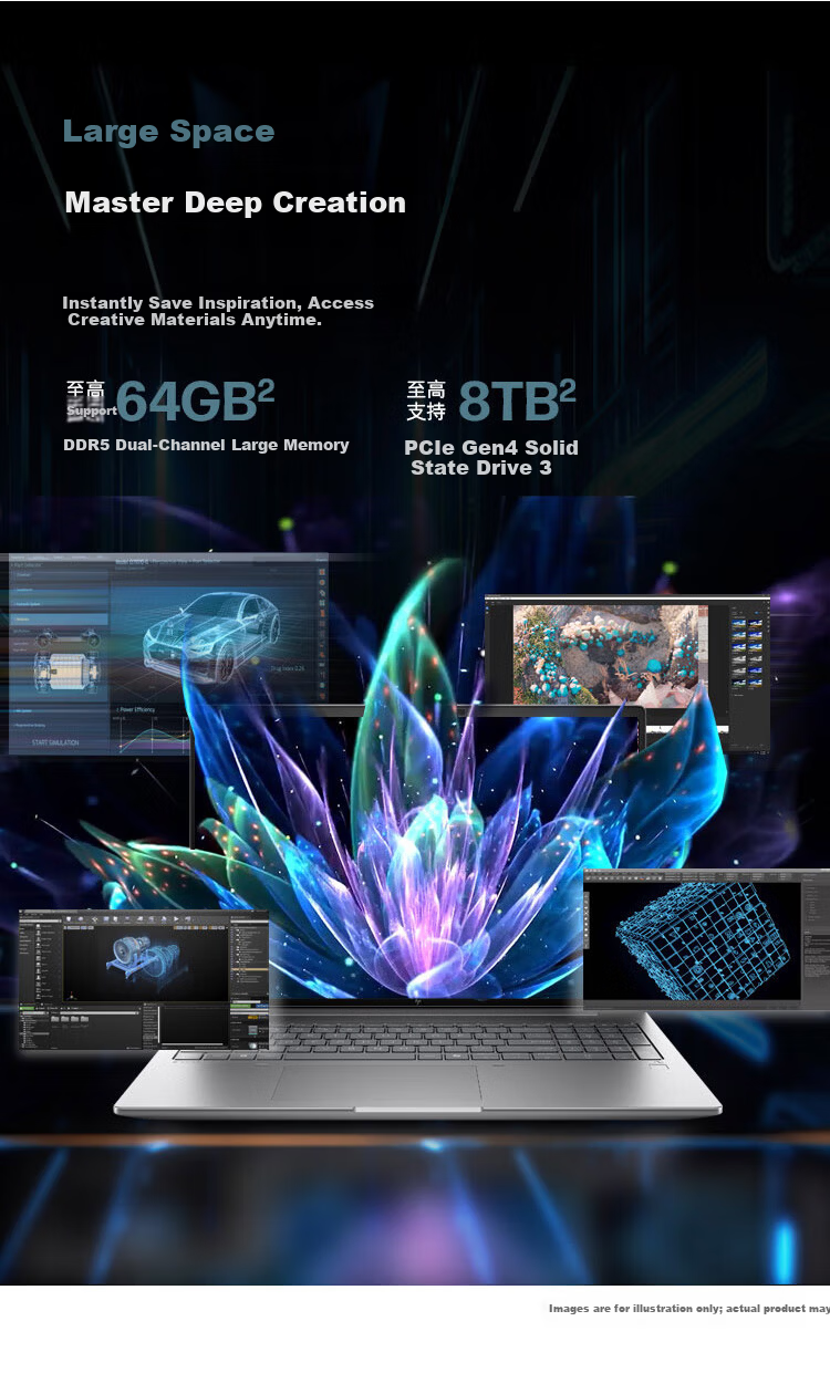 HP Zhan 99 New 2nd Gen Core Workstation High-Performance AI Laptop 16-inch Ultra7 255H 32GB 1TB RTX PRO 500 6GB Dedicated Graphics 2.5K Display 3